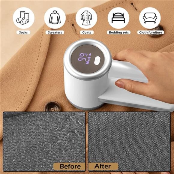Rechargeable Fabric Shaver, Electric Commercial Lint Remover with LED Display - Picture 4 of 7